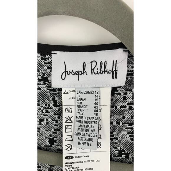 Joseph Ribkoff Womens Black Open Front Cardigan Sweater Sleeve Size 12 White - Picture 8 of 9